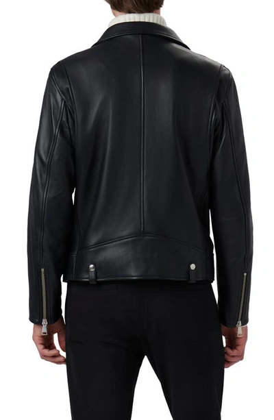 Shop Bugatchi Full Zip Leather Biker Jacket In Caviar