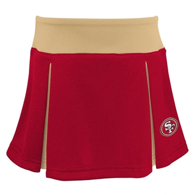 Outerstuff Girls Preschool Scarlet San Francisco 49ers Spirit Cheerleader Two-piece Set With Bloomers In Scarlet