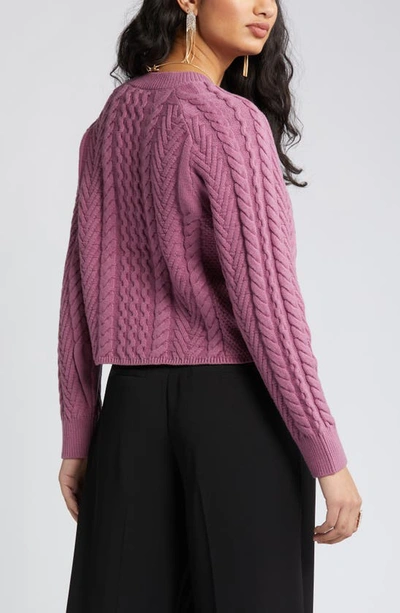 Open Edit Mix Stitch Boxy Sweater In Purple Syrup
