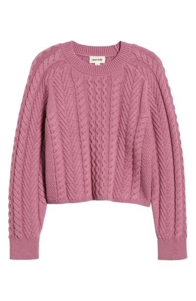 Open Edit Mix Stitch Boxy Sweater In Purple Syrup