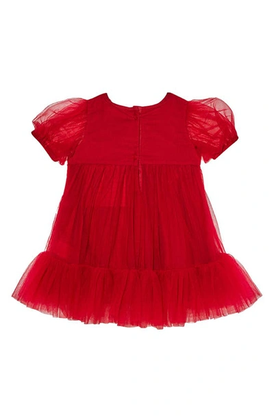 Shop Tutu Du Monde Serephine Imitation Pearl Puff Sleeve Tulle Party Dress In Red Velvet