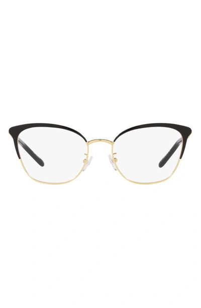 Shop Tory Burch 53mm Square Optical Glasses In Shiny Gold