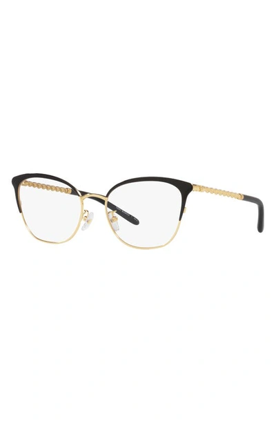 Shop Tory Burch 53mm Square Optical Glasses In Shiny Gold