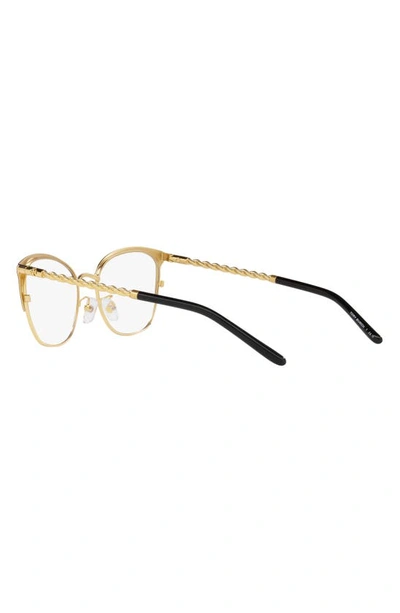 Shop Tory Burch 53mm Square Optical Glasses In Shiny Gold