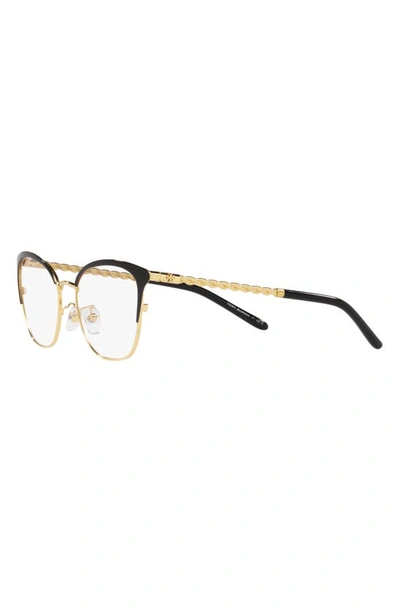 Shop Tory Burch 53mm Square Optical Glasses In Shiny Gold