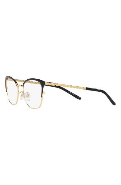 Tory Burch 53mm Square Optical Glasses In Shiny Gold