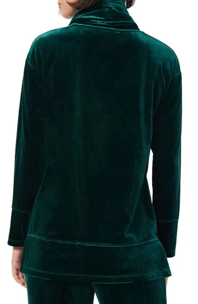 Shop Jones New York Cowl Neck Velour Top In Emerald