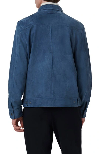 Shop Bugatchi Suede Zip Bomber Jacket In Cobalt