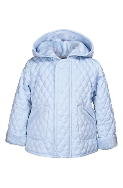 Shop Widgeon Kids' Barn Faux Fur Lined Hooded Jacket In Light Blue