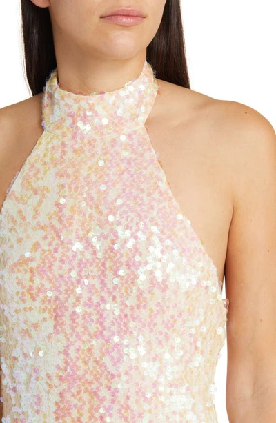 Shop Wayf The Aria Sequin Mock Neck Gown In Opal Sequin