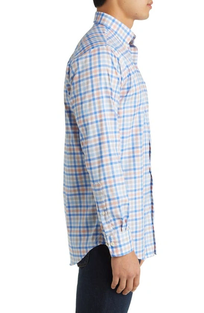 Shop Peter Millar Orin Crown Lite Check Stretch Button-up Shirt In Paradise Orange