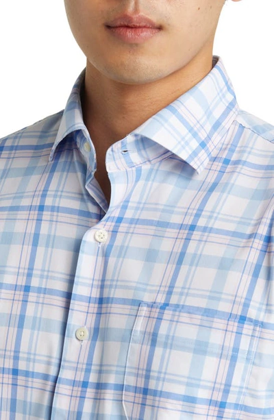 Shop Peter Millar Payson Crown Lite Plaid Stretch Button-up Shirt In Cottage Blue