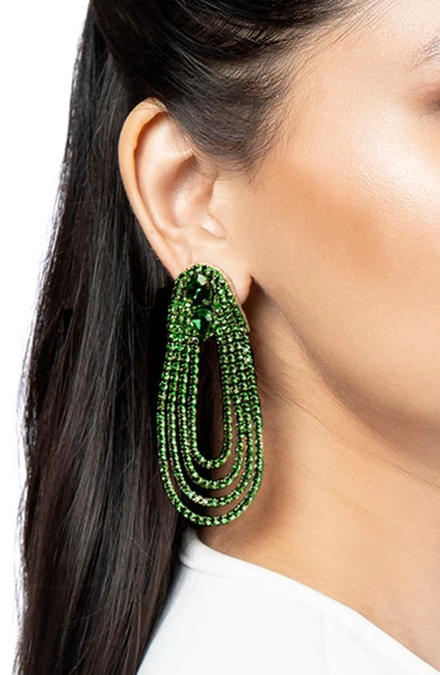 Shop Deepa Gurnani Eliana Crystal Drop Earrings In Emerald