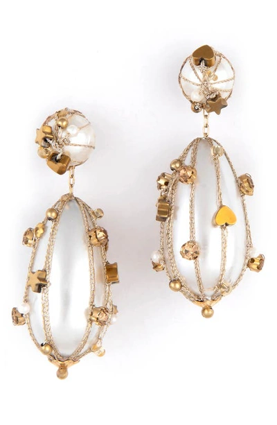 Shop Deepa Gurnani Cora Imitation Pearl Drop Earrings In Gold