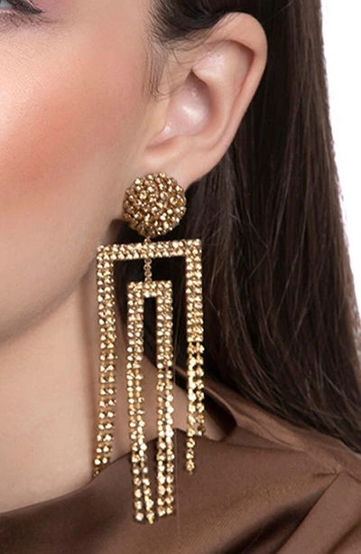 Shop Deepa Gurnani Arita Crystal Drop Earrings In Gold
