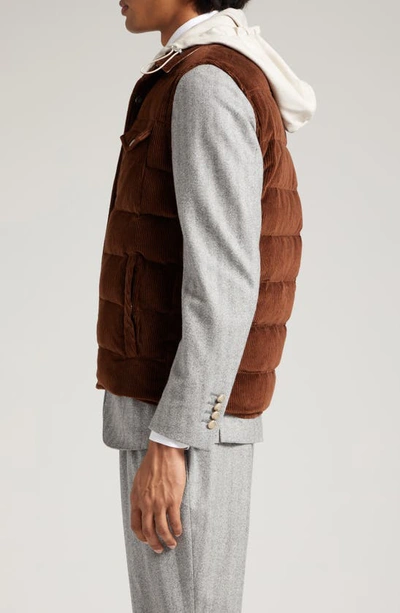 Shop Eleventy Quilted Corduroy Vest With Removable Bib In Brown-sand