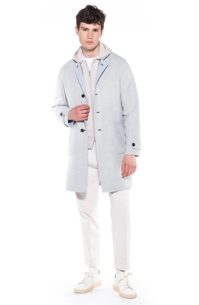 Shop Eleventy Reversible Double Face Wool Coat In Light Grey-sand-white