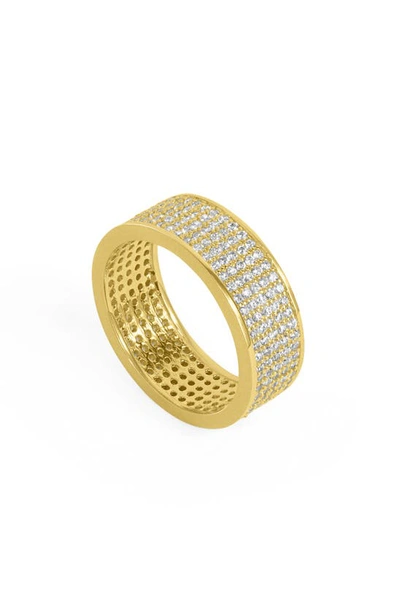 Shop Dean Davidson Petit Pavé Thick Stacking Ring In White Topaz/ Gold