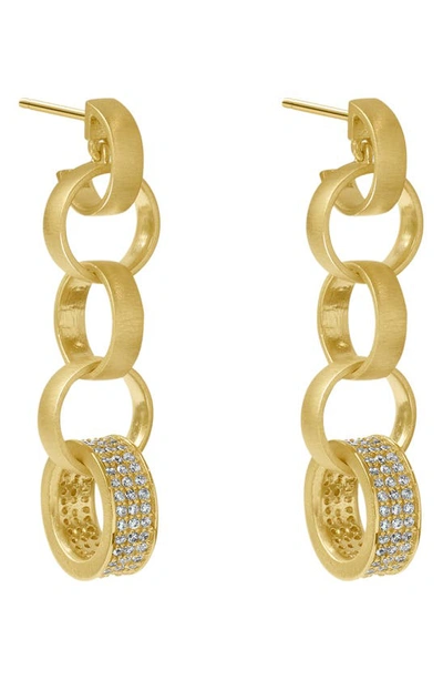 Shop Dean Davidson Petit Link Pavé Statement Drop Earrings In White Topaz/ Gold
