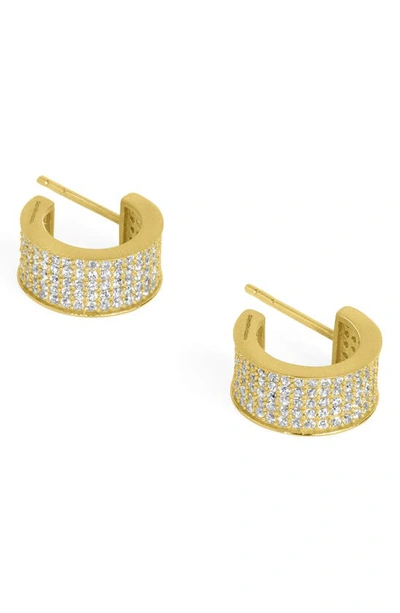 Shop Dean Davidson Petit Pavé Thick Huggie Earrings In White Topaz/ Gold