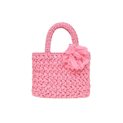 Shop Carmen Sol Amalfi Raffia Small Bag In Baby-pink