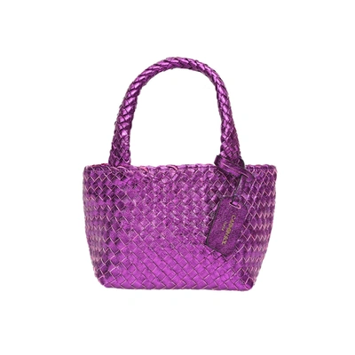 Shop Carmen Sol Elba Metallic Small Tote In Purple