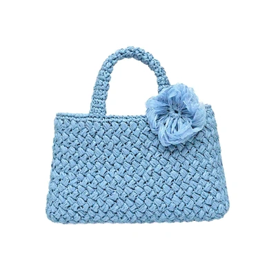Shop Carmen Sol Positano Raffia Small Bag In Baby-blue