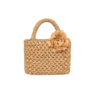 Shop Carmen Sol Amalfi Raffia Small Bag In Gold