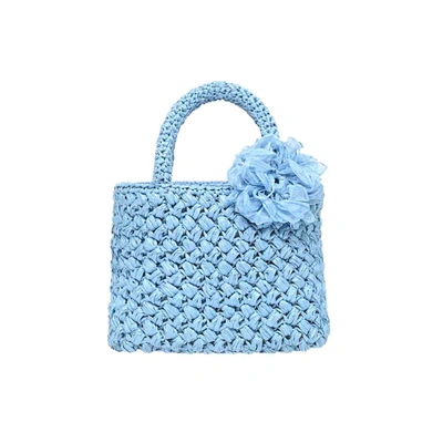 Shop Carmen Sol Amalfi Raffia Small Bag In Baby-blue