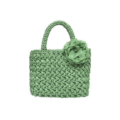 Shop Carmen Sol Amalfi Raffia Small Bag In Green
