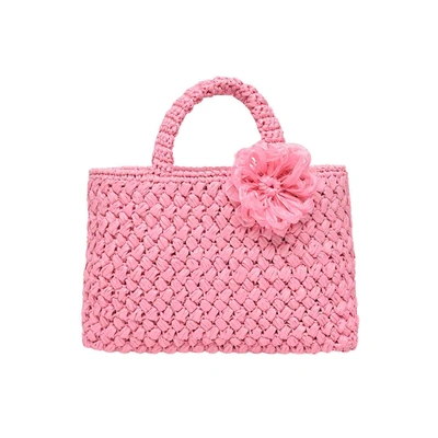 Shop Carmen Sol Positano Raffia Small Bag In Baby-pink