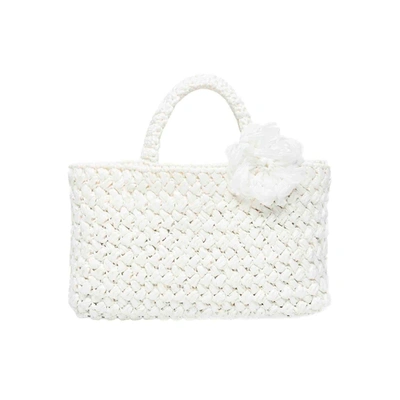 Shop Carmen Sol Positano Raffia Small Bag In White
