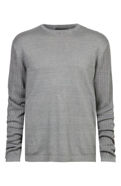 Shop John Varvatos Linen Crewneck Sweater In Silver Grey