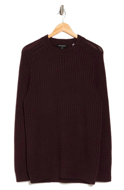 Shop Karl Lagerfeld Textured Crewneck Sweater In Burgundy
