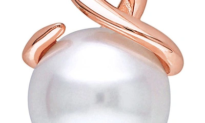 Delmar Diamond & Cultured Freshwater Pearl Pendant Necklace & Drop Earrings Set In White