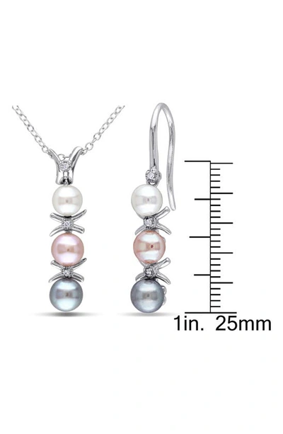Delmar Cultured Freshwater Pearl Pendant Necklace & Drop Earrings Set In Multicolor