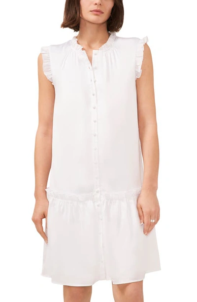 Shop Halogen Ruffle Trim Button Down Dress In Bright White