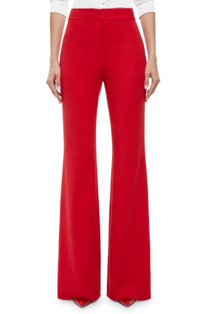 Shop Alice And Olivia Deanna High Waist Flare Pants In Perfect Ruby
