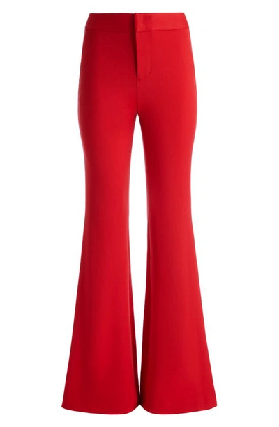 Shop Alice And Olivia Deanna High Waist Flare Pants In Perfect Ruby