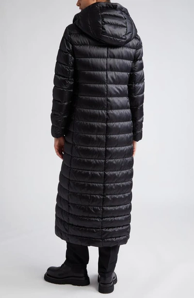 Max Mara Novet The Cube Reversible Hooded Long Down Coat With Two Belts In Black