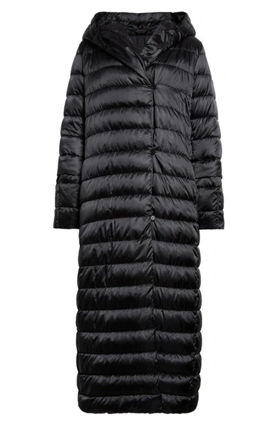 Shop Max Mara Novet The Cube Reversible Hooded Long Down Coat With Two Belts In Black
