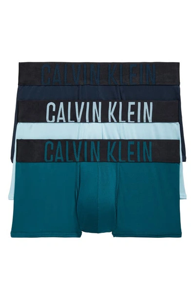 Shop Calvin Klein Assorted 3-pack Intense Power Micro Low Rise Trunks In Atlantic Multi