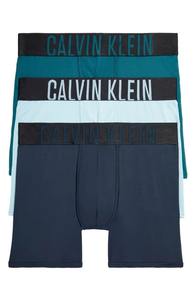 Shop Calvin Klein 3-pack Boxer Briefs In Atlantic Multi