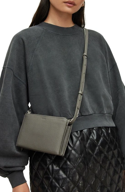 Shop Allsaints Fetch Leather Bag In Denim Grey