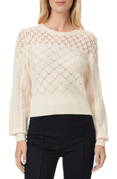 Shop Paige Jordyn Pointelle Wool Blend Crewneck Sweater In Ivory