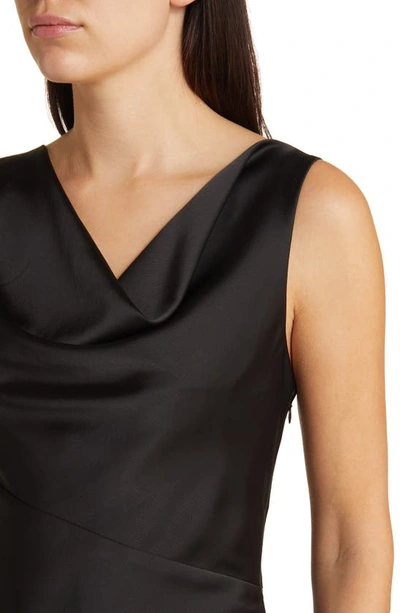 Wayf The Lea Cowl Neck Satin Gown In Black