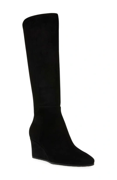 Shop Anne Klein Vella Knee High Wedge Boot In Black Ms