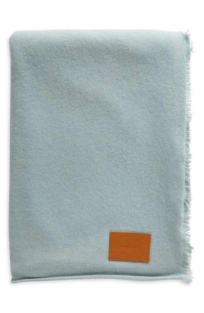 Shop Vince Reversible Cashmere Jersey Throw Blanket In Sea Mist