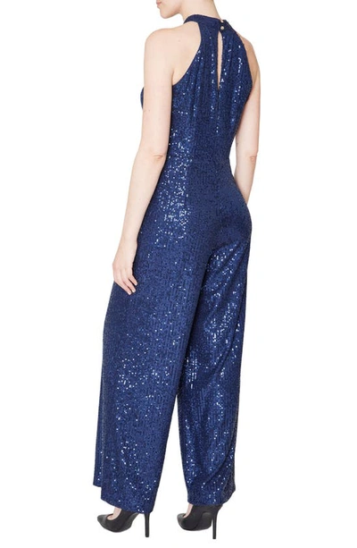 Shop Julia Jordan Sleeveless Sequin Jumpsuit In Navy