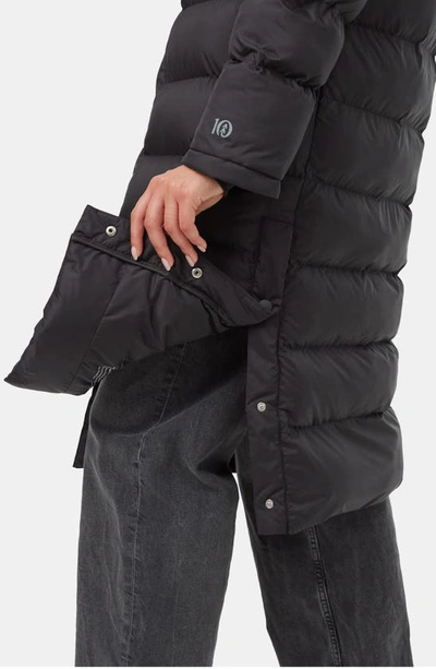 Shop Tentree Cloud Shell Longline Water Repellent Puffer Jacket In Meteorite Black